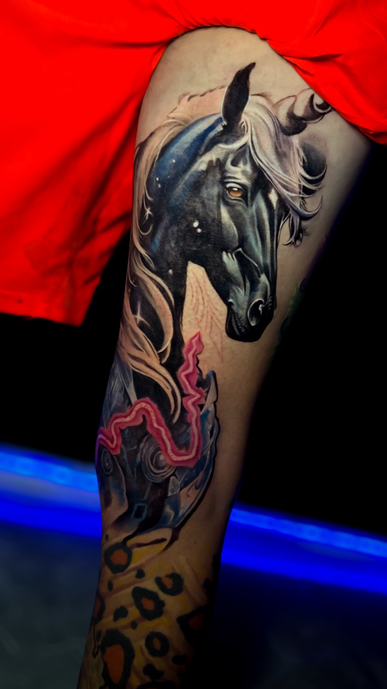 Night Mare — Color Realism tattoo by Laurent Alba, Denver