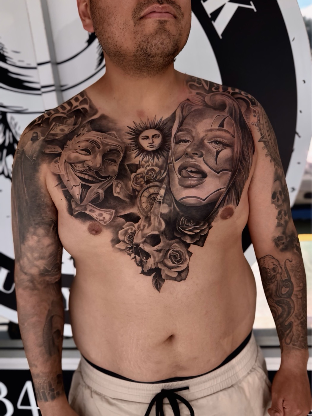 Smile Now, Cry Later — Black & Grey tattoo by Laurent Alba, Denver